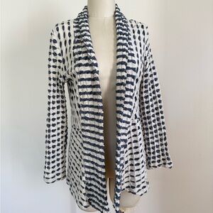 Striped Blue and White Cardigan Jacket Women's Medium 100% Cotton